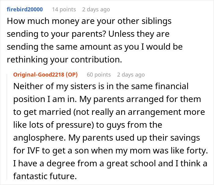 Parents Split The Money Their Adult Daughter Sends Them With Their Son, Panic When She Cuts It By $200 Parents Split The Money Their Adult Daughter Sends Them With Their Son, Panic When She Cuts It By $200