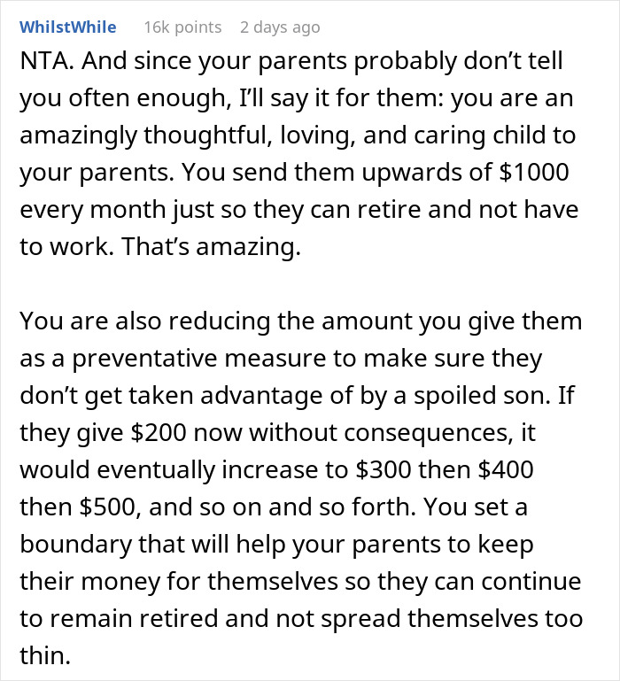 Parents Split The Money Their Adult Daughter Sends Them With Their Son, Panic When She Cuts It By $200 Parents Split The Money Their Adult Daughter Sends Them With Their Son, Panic When She Cuts It By $200