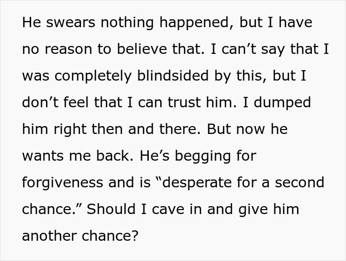 Man Begs GF To Give Him A Second Chance After He Lied About Who Is Going With Him On A Trip