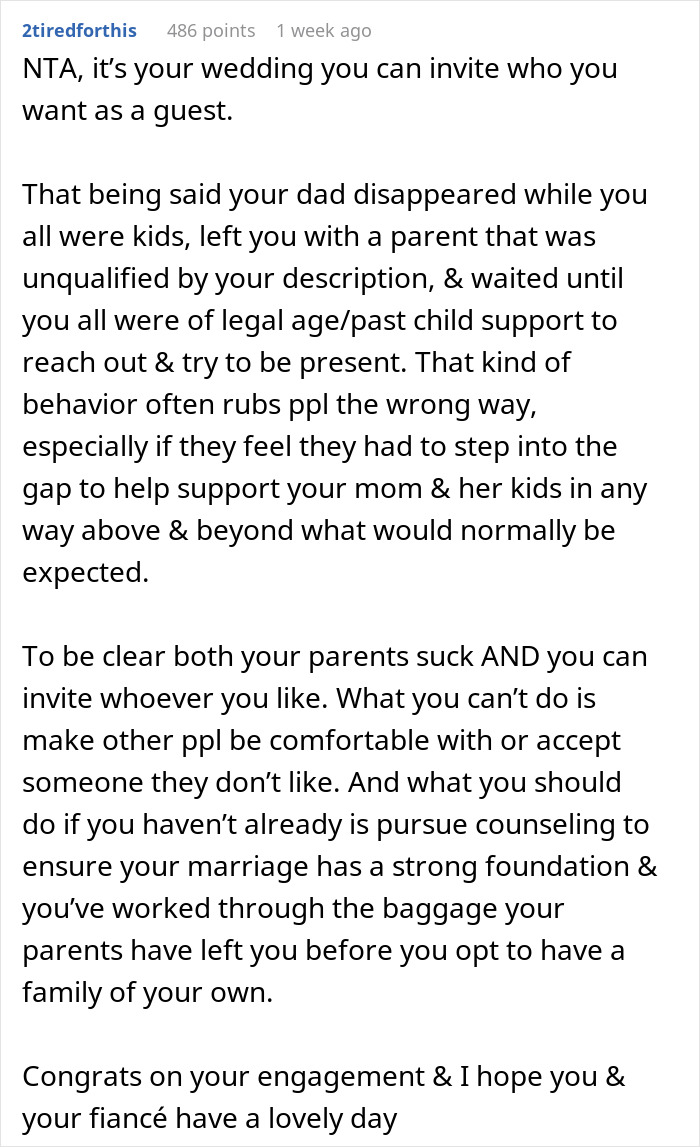 Woman Forgives Absent Father, 10 Years Later Wants Him To Walk Her Down The Aisle, Mom Loses It Woman Forgives Absent Father, 10 Years Later Wants Him To Walk Her Down The Aisle, Mom Loses It