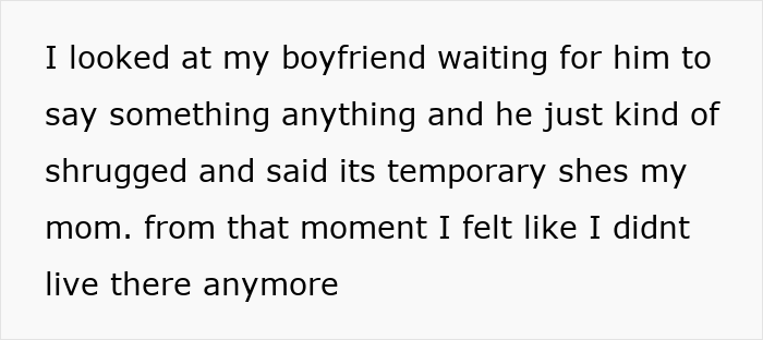 Woman Feels Like A Guest In Her Own Home, Moves Out After BF’s Mom Moves In And Takes Over