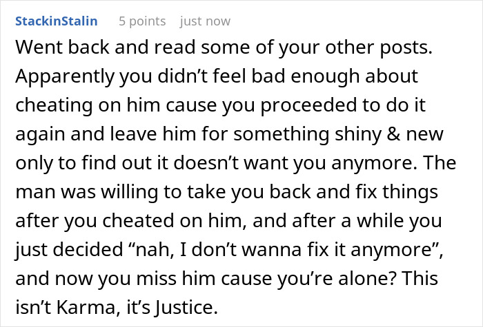 Woman Admits Defeat By Karma When Her Affair Partner Leaves Her After She Cheated On Her Husband