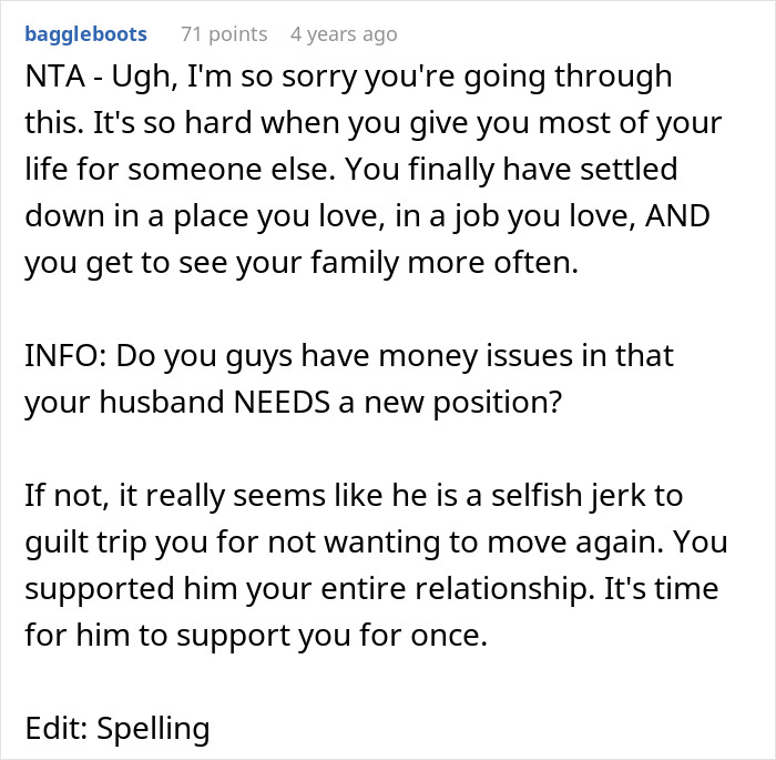 Woman Refuses To Move Again After Spending Decades Relocating For Husband’s Career Woman Refuses To Move Again After Spending Decades Relocating For Husband’s Career