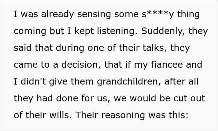 Man’s Parents Try To Guilt-Trip Couple Into Having Kids, Threaten To Disinherit Them Man’s Parents Try To Guilt-Trip Couple Into Having Kids, Threaten To Disinherit Them