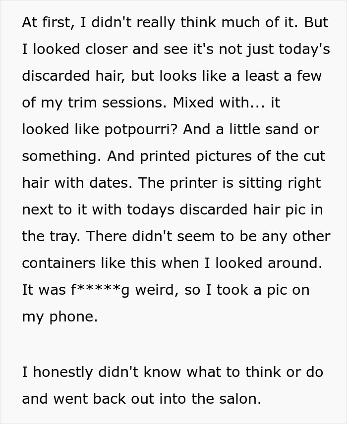 Woman Shares An Absolutely Crazy Story About Her Hair Stylist After Finding A Weird ‘Shrine’ For Her Hair Woman Shares An Absolutely Crazy Story About Her Hair Stylist After Finding A Weird ‘Shrine’ For Her Hair