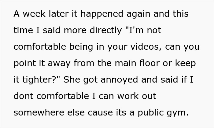 Woman Rolls Her Eyes And Calls Guy A Creep After He Asks Her To Stop Filming Him At The Gym