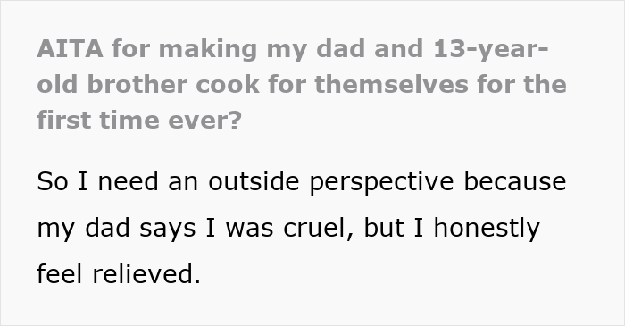 Entitled Dad And Son Expect Daughter To Cook For Them, Mad As She Refuses To Enable Their Laziness Entitled Dad And Son Expect Daughter To Cook For Them, Mad As She Refuses To Enable Their Laziness