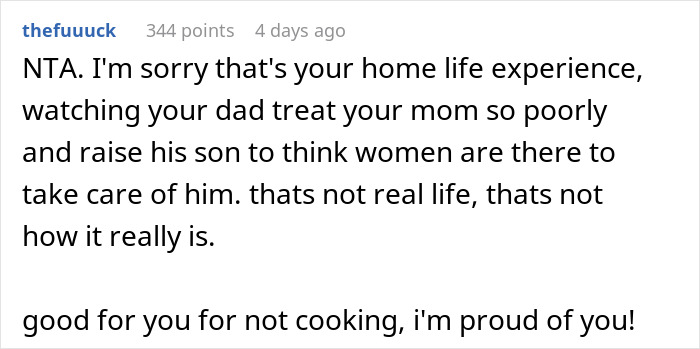 Entitled Dad And Son Expect Daughter To Cook For Them, Mad As She Refuses To Enable Their Laziness Entitled Dad And Son Expect Daughter To Cook For Them, Mad As She Refuses To Enable Their Laziness