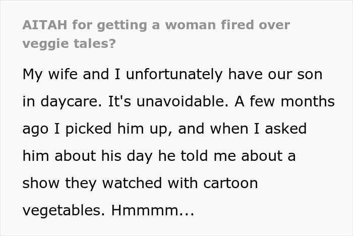 Teacher Shows Veggie Tales To Kids At Daycare Then Lies About It, Frustrated Dad Starts A Battle That Gets Her Fired Teacher Shows Veggie Tales To Kids At Daycare Then Lies About It, Frustrated Dad Starts A Battle That Gets Her Fired