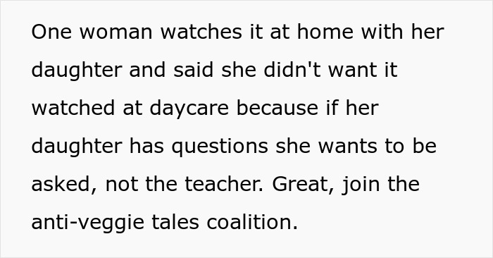 Teacher Shows Veggie Tales To Kids At Daycare Then Lies About It, Frustrated Dad Starts A Battle That Gets Her Fired Teacher Shows Veggie Tales To Kids At Daycare Then Lies About It, Frustrated Dad Starts A Battle That Gets Her Fired