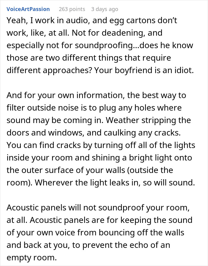 DIY-Lover Uses Stinky Egg Cartons To Soundproof GF’s Home Office, Livid As She Absolutely Hates It DIY-Lover Uses Stinky Egg Cartons To Soundproof GF’s Home Office, Livid As She Absolutely Hates It