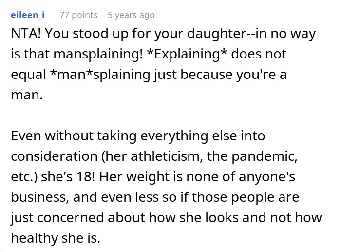 Fat Phobic Mom Calls 18YO A Whale For Gaining 10 Pounds, Says Dad’s Mansplaining As He Defends Her Fat Phobic Mom Calls 18YO A Whale For Gaining 10 Pounds, Says Dad’s Mansplaining As He Defends Her
