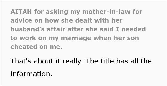 Cheating Husband’s Mom Defends Him, Woman Turns Tables With One Question, In-Laws End Up At War Cheating Husband’s Mom Defends Him, Woman Turns Tables With One Question, In-Laws End Up At War