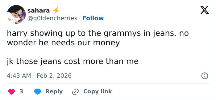 Harry Styles Brutally Slammed For His Outfit During On-Stage Appearance At 2026 Grammys Harry Styles Brutally Slammed For His Outfit During On-Stage Appearance At 2026 Grammys