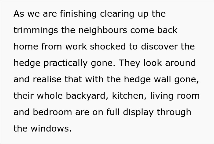 Neighbors Try To Force Woman To Trim Living Hedge Diving Their Properties, She Maliciously Complies
