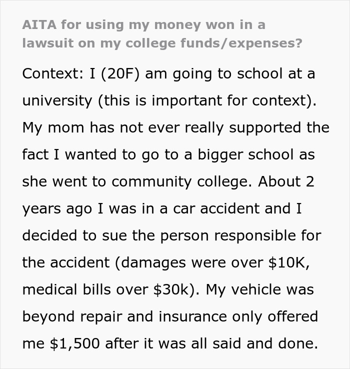 Woman Considers Going No-Contact With Mom After She Comes For Her $150k Lawsuit Payout: &ldquo;I Gave Her Life&rdquo;