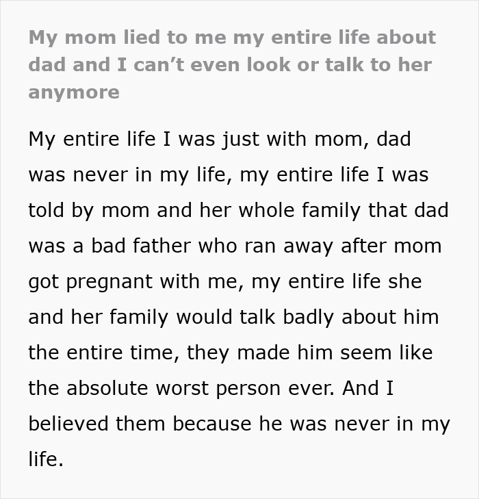 Guy Thinks Dad Left When His Mom Was Pregnant With Him, Discovers She&rsquo;s Been Lying His Whole Life