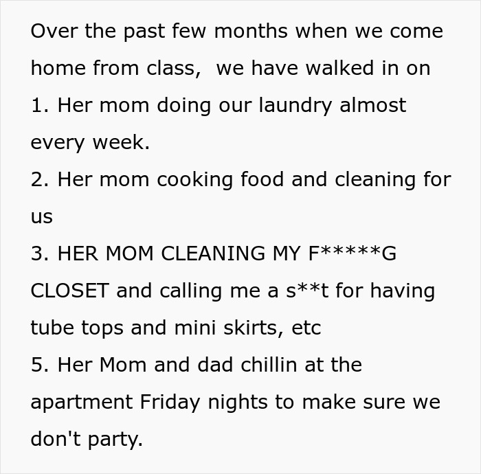 Woman Stunned As Roommate&rsquo;s Parents Use Spare Key To Let Themselves In And Act Like Babysitters