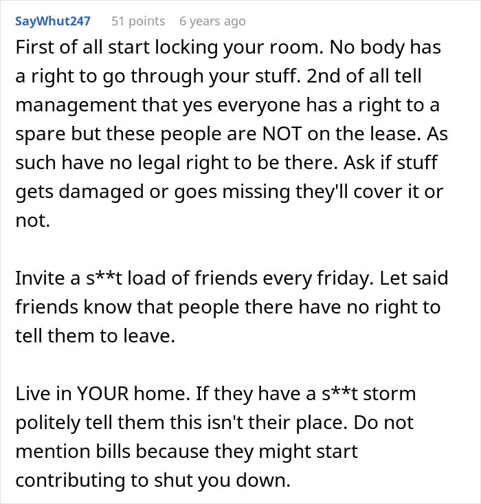 Woman Stunned As Roommate&rsquo;s Parents Use Spare Key To Let Themselves In And Act Like Babysitters