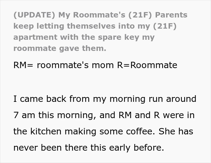 Woman Stunned As Roommate&rsquo;s Parents Use Spare Key To Let Themselves In And Act Like Babysitters