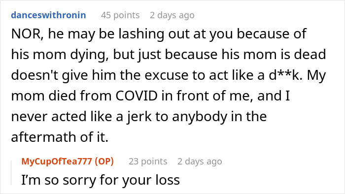 Woman Brings Leftovers To Support Boyfriend In Mourning, Gets Berated Over “Inedible” Food