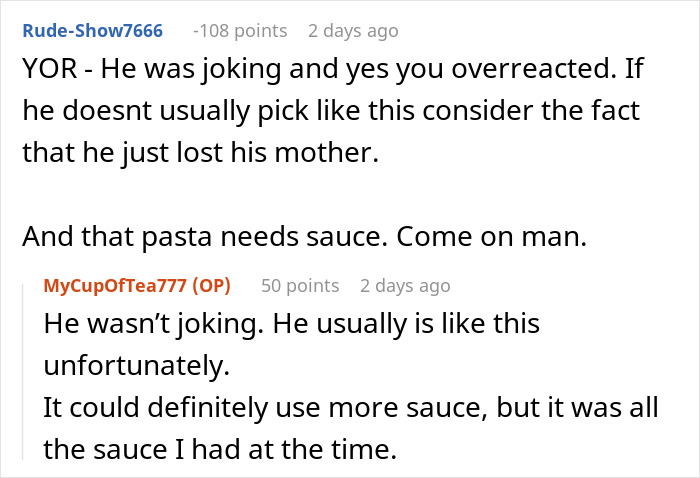 Woman Brings Leftovers To Support Boyfriend In Mourning, Gets Berated Over “Inedible” Food