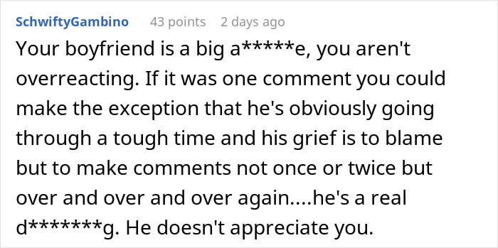 Woman Brings Leftovers To Support Boyfriend In Mourning, Gets Berated Over “Inedible” Food