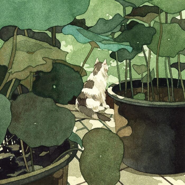 20 Elegant And Detailed Feline And Nature-Inspired Watercolor Paintings By GEGYjiji (New Pics)