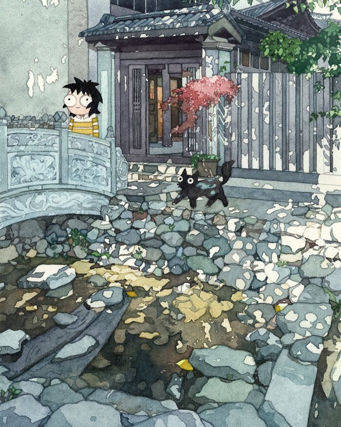 20 Elegant And Detailed Feline And Nature-Inspired Watercolor Paintings By GEGYjiji (New Pics)