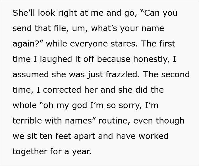 Office Karen Belittles Coworker By “Forgetting” Her Name, Gets Publicly Humiliated