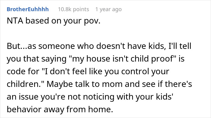 Woman Tells Family That No Kids Are Allowed In Her Home, Brother Feels Targeted