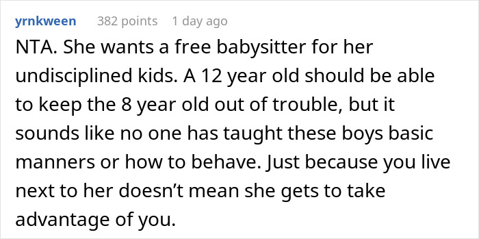 Woman Tells Neighbor She Will Not Be Her Free Babysitter Over The Summer, Gets Called A Jerk