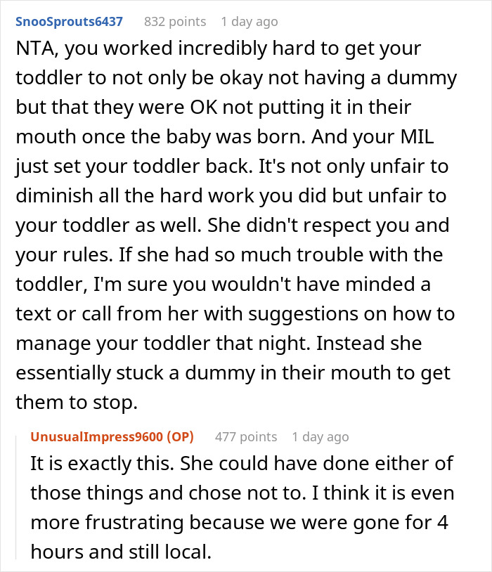 Parents Celebrate Pacifier-Free Toddler, MIL Panics At One Cry And Hits Reset On Months Of Work Parents Celebrate Pacifier-Free Toddler, MIL Panics At One Cry And Hits Reset On Months Of Work