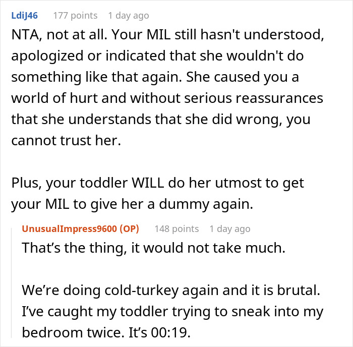 Parents Celebrate Pacifier-Free Toddler, MIL Panics At One Cry And Hits Reset On Months Of Work Parents Celebrate Pacifier-Free Toddler, MIL Panics At One Cry And Hits Reset On Months Of Work