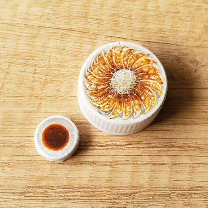 This Artist Paints Tiny Food-Inspired Masterpieces On Bottle Caps With Mindblowing Details (50 Pics)
