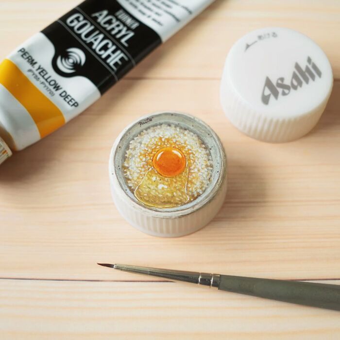This Artist Paints Tiny Food-Inspired Masterpieces On Bottle Caps With Mindblowing Details (50 Pics)