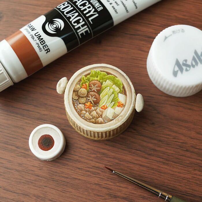 This Artist Paints Tiny Food-Inspired Masterpieces On Bottle Caps With Mindblowing Details (50 Pics)