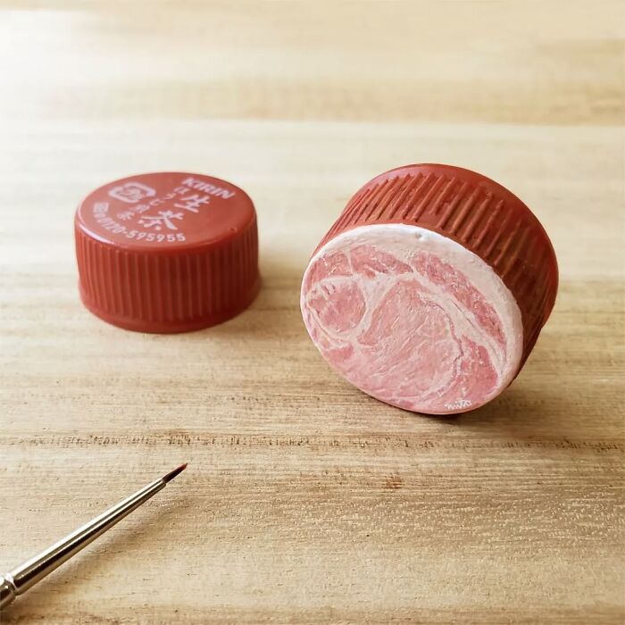 This Artist Paints Tiny Food-Inspired Masterpieces On Bottle Caps With Mindblowing Details (50 Pics)