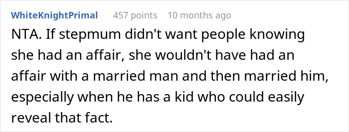 Teen Tells Neighbor How Dad Met Stepmom By Cheating, Gets Shamed For Saying The Quiet Part Out Loud