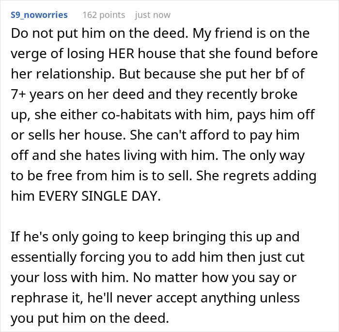 Man With Debt Wants Half Of GF&rsquo;s Inherited House, Gets Cold When She Refuses To Add Him To The Deed