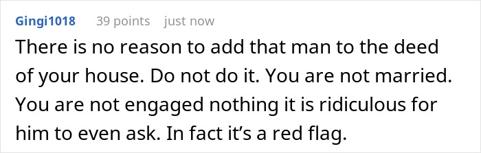 Man With Debt Wants Half Of GF&rsquo;s Inherited House, Gets Cold When She Refuses To Add Him To The Deed