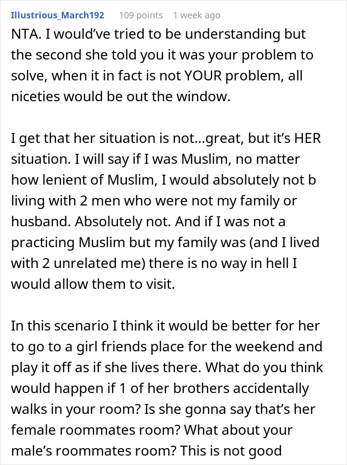 Guy Refuses To Pay For A Hotel Just To Help His Roommate Lie To Her Conservative Family