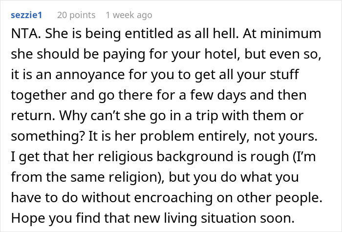 Guy Refuses To Pay For A Hotel Just To Help His Roommate Lie To Her Conservative Family