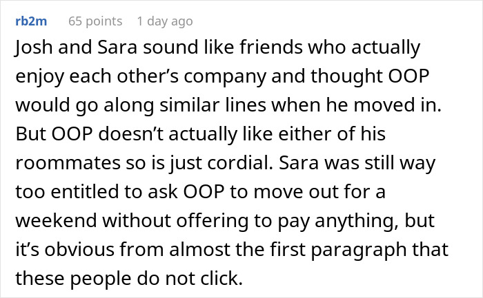 Guy Refuses To Pay For A Hotel Just To Help His Roommate Lie To Her Conservative Family