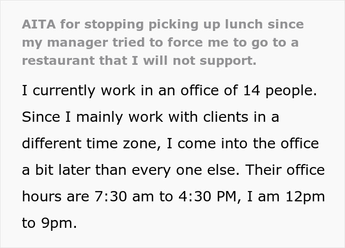 “He Was Met With The Police”: Guy Blows Up After Coworker Stops Picking Up Lunches Because Of His Entitlement
