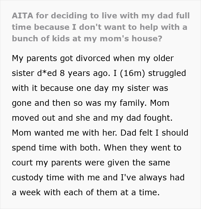 Teen Is Sick Of Being A Third Parent To 7 Kids At His Mom’s House: “I Ran Away”