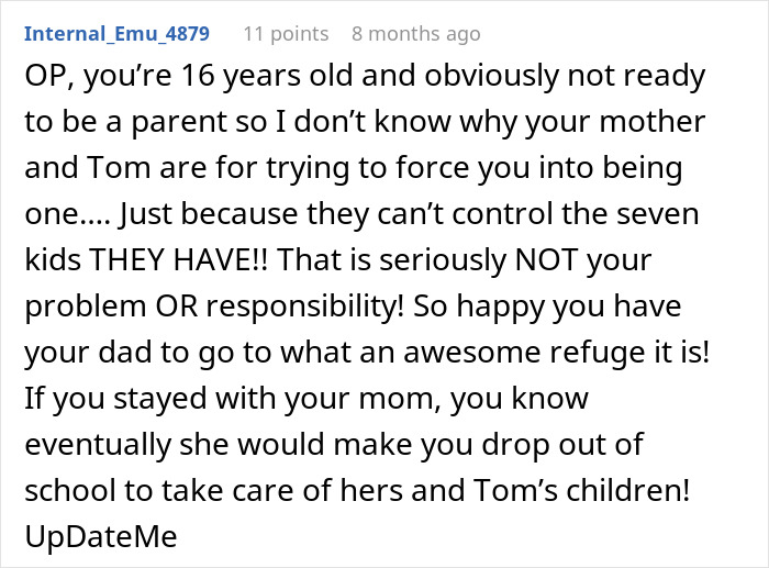 Teen Is Sick Of Being A Third Parent To 7 Kids At His Mom’s House: “I Ran Away”