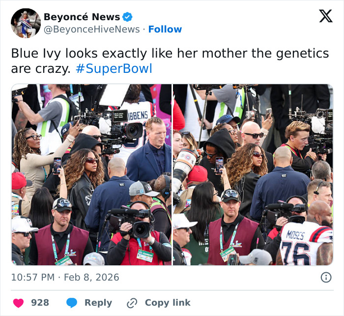 “The Genetics Are Crazy”: Blue Ivy’s Resemblance to Mom Confuses Fans At Super Bowl