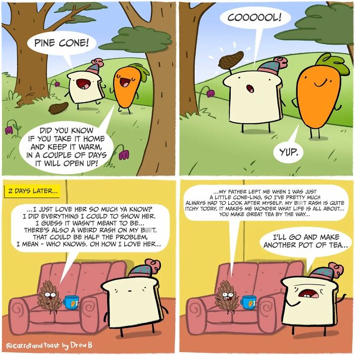 This Artist Turns A Carrot And A Slice Of Toast Into Silly Comedy (48 Pics)
