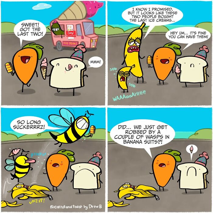 This Artist Turns A Carrot And A Slice Of Toast Into Silly Comedy (48 Pics)